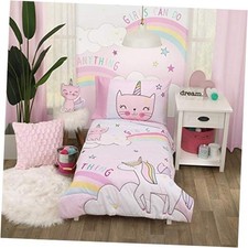 Caticorn Girl Power Pink White with Toddler Pink, Aqua, Lavender, Yellow