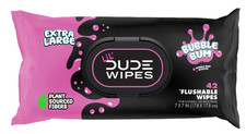 Lil' Dude Wipes Bubble Bum Flushable Wipes for Kids Bubble Gum Scent 42 Count