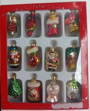 2008 Macy's Holiday Lane Box Set Of 12 Glass Christmas Ornaments - 2.25" Tall.
