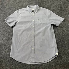 LACOSTE Regular Fit Gingham Check Shirt Men's Size M Navy Blue CH2879