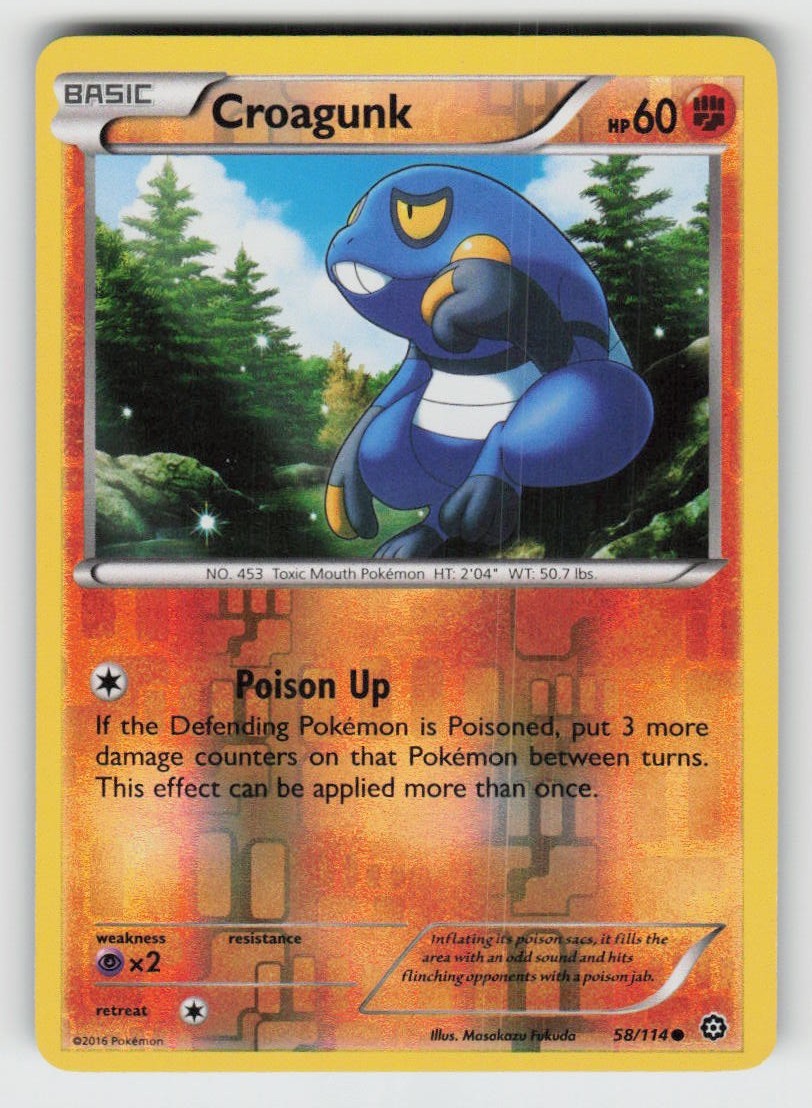 Reverse Holo Croagunk 58/114 Common Steam Siege Near Mint
