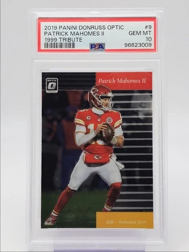 PATRICK MAHOMES II 2019 DONRUSS OPTIC 1999 TRIBUTE CHIEFS PSA 10 Q0004