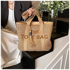 Women's Large Straw Woven Tote Bag Handmade Beach Travel Shoulder Handbag