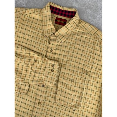 Braeval Shirt Mens XXL Yellow Plaid Exventurer Vented Back Hunting Wool Blend