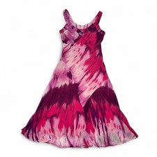 Y2k vintage pink and purple tie dye floaty ruffle midi dress Per Una 12