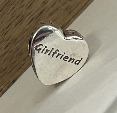 S925 Sterling Silver Charm Girlfriend  Heart Bead Charm Love Gift
