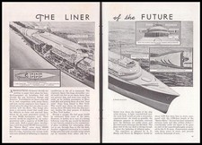 Streamlined Ocean Liner 1938 pictorial Pierre de Malglavie & A.C. Hardy proposal
