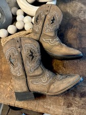 Laredo Cowboy/ Cowgirl Western Leather Boots Style Youth Size 3M Camel Brown