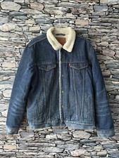 Herren Levi’s Sherpa Trucker gefütterte Jeansjacke PC9-16365-0034 blau Größe Large