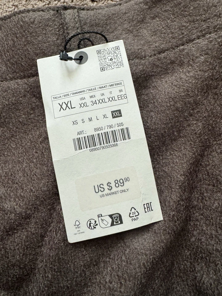 Falda midi Zara para mujer marrón de lana abertura alta talla XXL $89,90 Foto 3 de 4