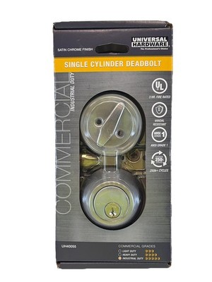 Single Cylinder Deadbolt Satin Chrome Finish Universal Hardware UH40055 ANSI 1