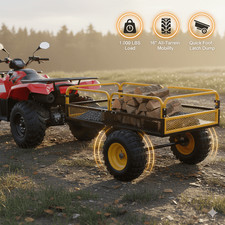 1000lb Heavy-duty Tow-behind Dump Cart For Atv Utv Tractor Garden Farm Hauling