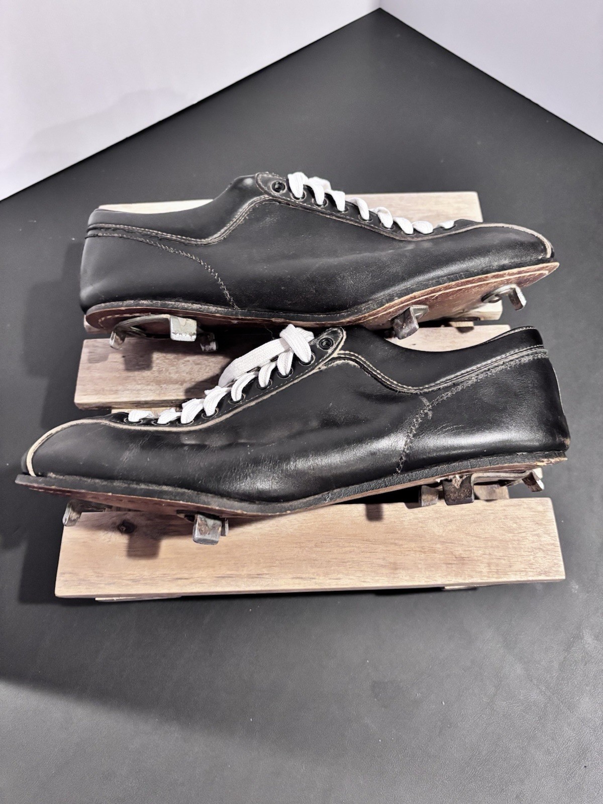 Vintage Spot-Bilt Leather Metal Cleats Men’s Size 11-Black - Mid Century - Rare