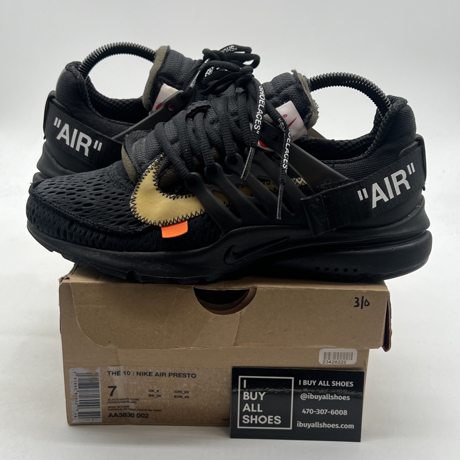 OFF WHITE X NIKE Taglia 7 Nike Air Presto x Off White Low Black (AA3830 002)