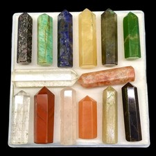 14 Pcs Natural Multi Gemstones 25-41mm Polished Pencil Loose Gemstones Lot