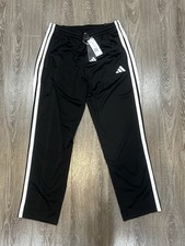 NWT - Adidas Mens Track Pants Black Three Stripe Lightweight Sportswear