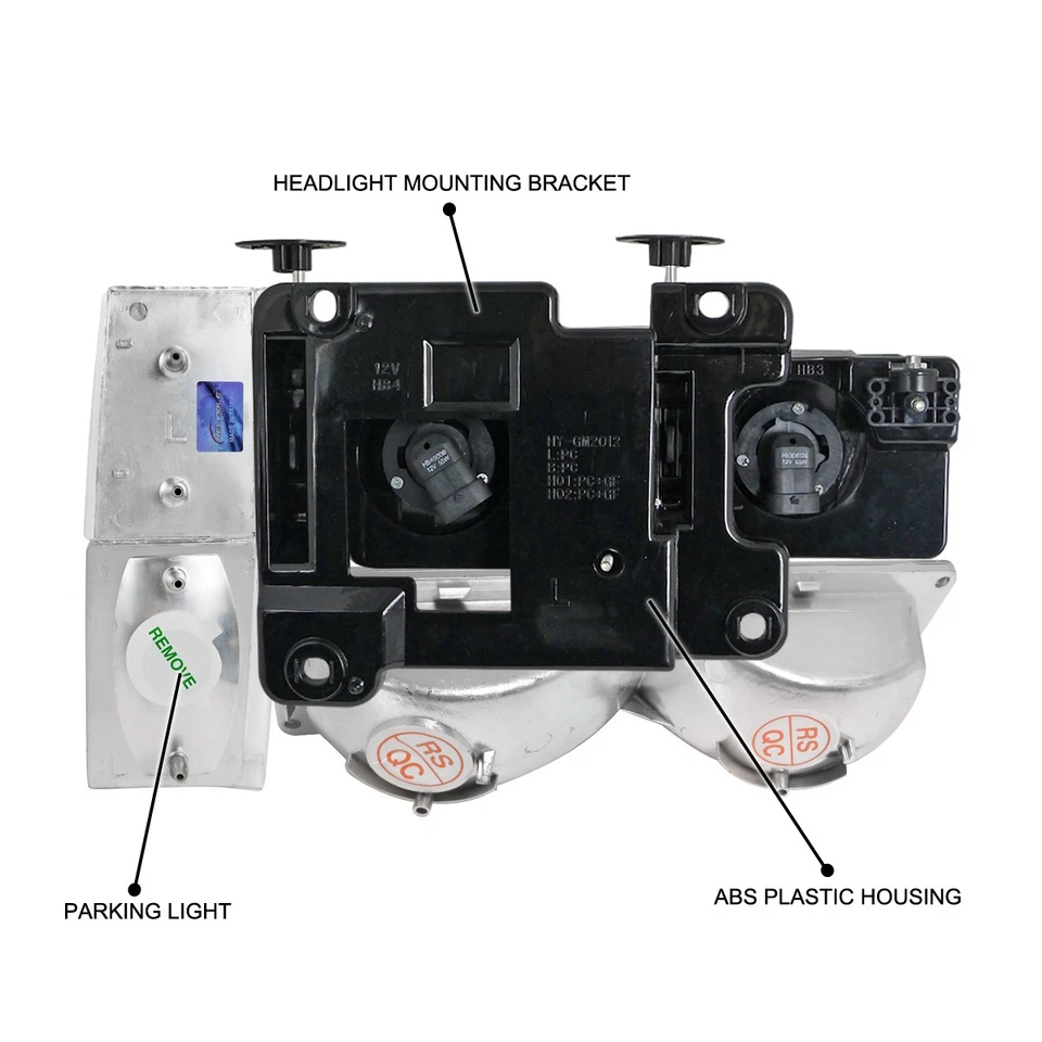 Fits 1988-1993 Chevy C10 C/K GMC Black Headlights+Signal Lamps+Bumper Lamps - Image 4 of 4