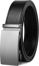Men'S Ratchet Belt 1 3/8",Leather Dress Belt Adjustable with Click Sliding Buckl