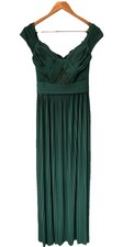 ASOS Green Long Dress Evening Dress Size 8 Sleeveless Satin Pleated Women’s 