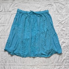 Vintage y2k embroidered fairy midi peasant skirt one size cyan boho festival
