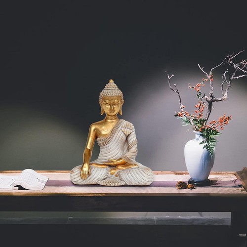 Buddha Artigianale Oro 10,2'' per Serenità Casa | Decorazione Meditazione Ideale - Foto 6 di 10