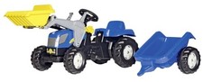 RollyKid New Holland TVT 190 Trettraktor mit Frontlader und Anhänger