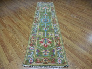 Turkish Oushak Rug Modern Multicolored Area Rug Handmade Bohemian Rug 2x8 Ft
