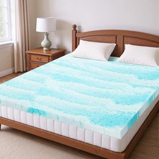 Comfortable 3" Gel Memory Foam Topper King Size Blue - Cooling & Supportive