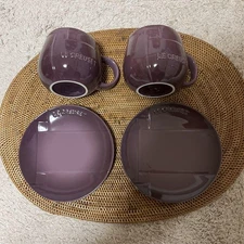 Le Creuset Mesh Mug Cup & Plate 15cm Set of 4 Fig Rare Used Shipped From Japan