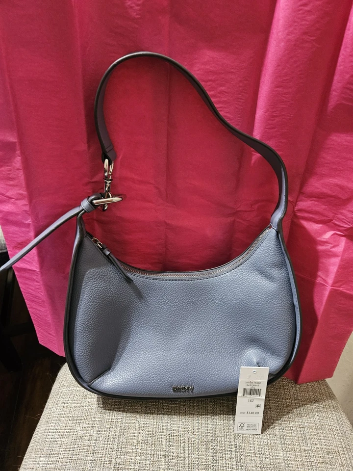Bolso Hobo DKNY Tomillo Acero Azul Bolso de Hombro Nuevo con Etiquetas Foto 2 de 4