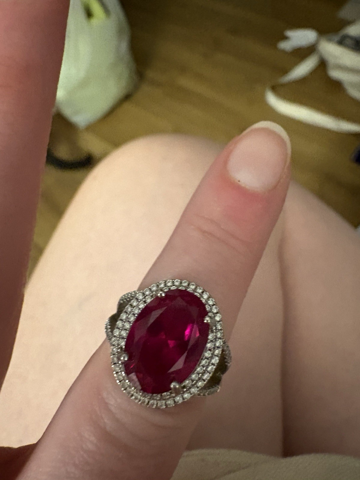 925 Sterling Silver Oval Ruby Ring (lab created) - image 3