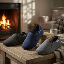 DUNLOP MS112 Men's Twin Gusset Slipper Warm lining and Rubber sole - POST FREE
