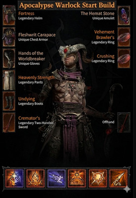 DIABLO 4 SEASON 13 APOCALYPSE WARLOCK BUILD x9 NON UNIQUE+LEGEN ITEMS 100M