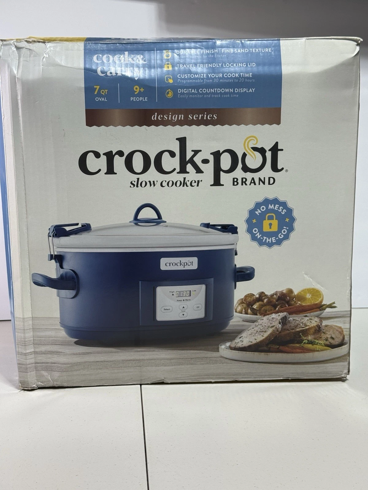 CROCK-POT 7QT SLOW COOKER LOCKING LID DISHWASHER-SAFE PARTS - POSEIDON BLUE