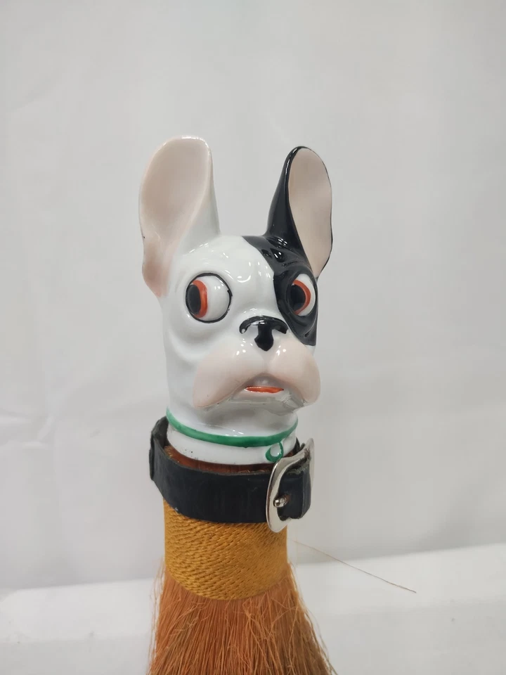 Bulldog Francés Años 20 8" Cepillo de Ropa Cabeza de Porcelana Alemana Batidor Art Deco De Colección Foto 2 de 4