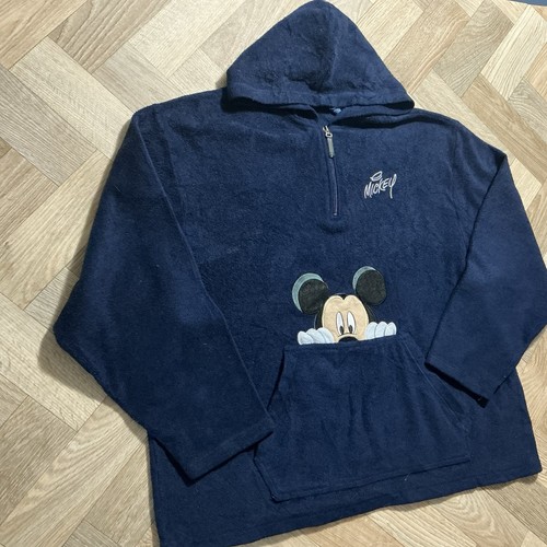 Vintage Disney Mickey Mouse Fleece Hoodie – Navy – Embroidered Graphic - Picture 4 of 7