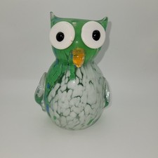 Murano Style Multicolor Hand Blown Glass OWL Figurine Sculpture Paperweight