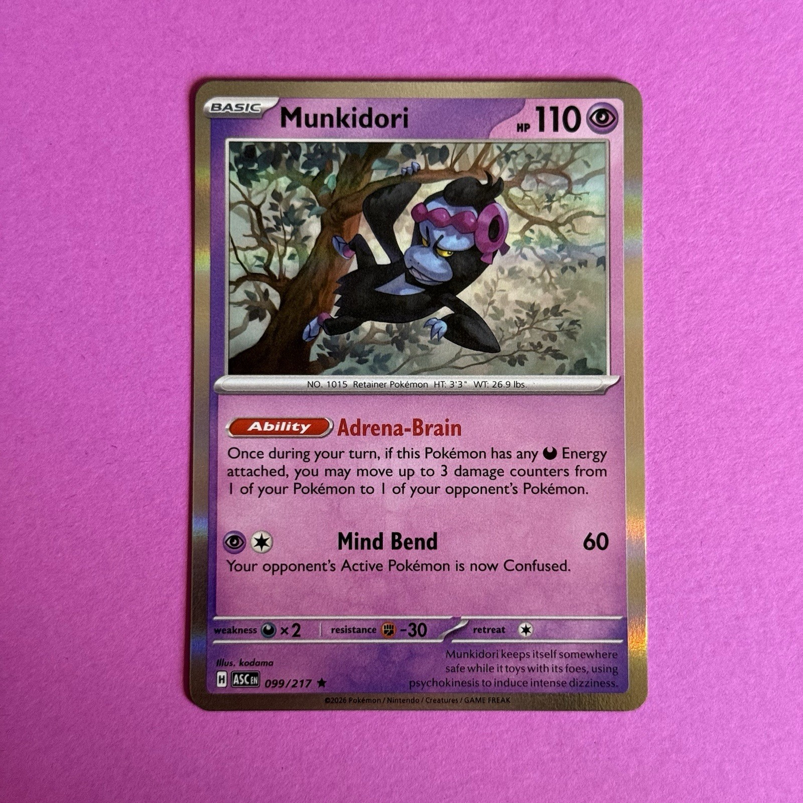 Munkidori - 99/217 - Holo - Pokémon Ascended Heroes - NM
