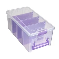  Semi Satchel Portable Craft Organizer with 3 Dividers - Clear Plastic Storage 