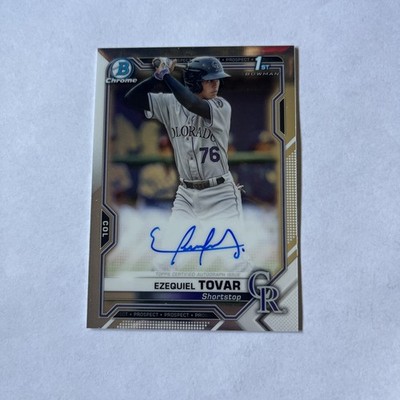2021 1st Bowman Chrome Ezequiel Tovar Auto Colorado Rockies CPA-ETO