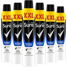 Image of Sure Men Anti-Perspirant Aerosol Invisible Ice Fresh Spray Deodorant XXL 6x300ml