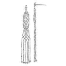 14K White Gold Bead Chain Drop  Dangle Earrings L-73 mm, W-11 mm