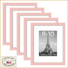 upsimples 8x10 Picture Frame Set of 5, Pink with Mat for 5x7 or 8x10 Photos