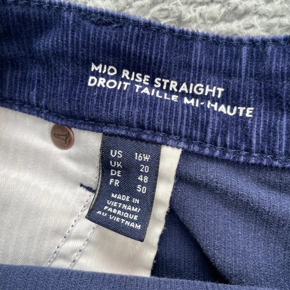 Lands End Pants Womens 16W Blue Corduroy Mid Rise Straight Leg Cotton Stretch - Image 4 of 4