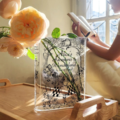 Alice's Adventures in Wonderland Acrylic Book Vase, Inspired Home Decor - Picture 3 of 10