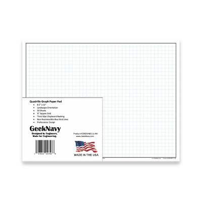GeekNavy Quadrille Graph Paper Pad, 8.5'' x 11'' Landscape