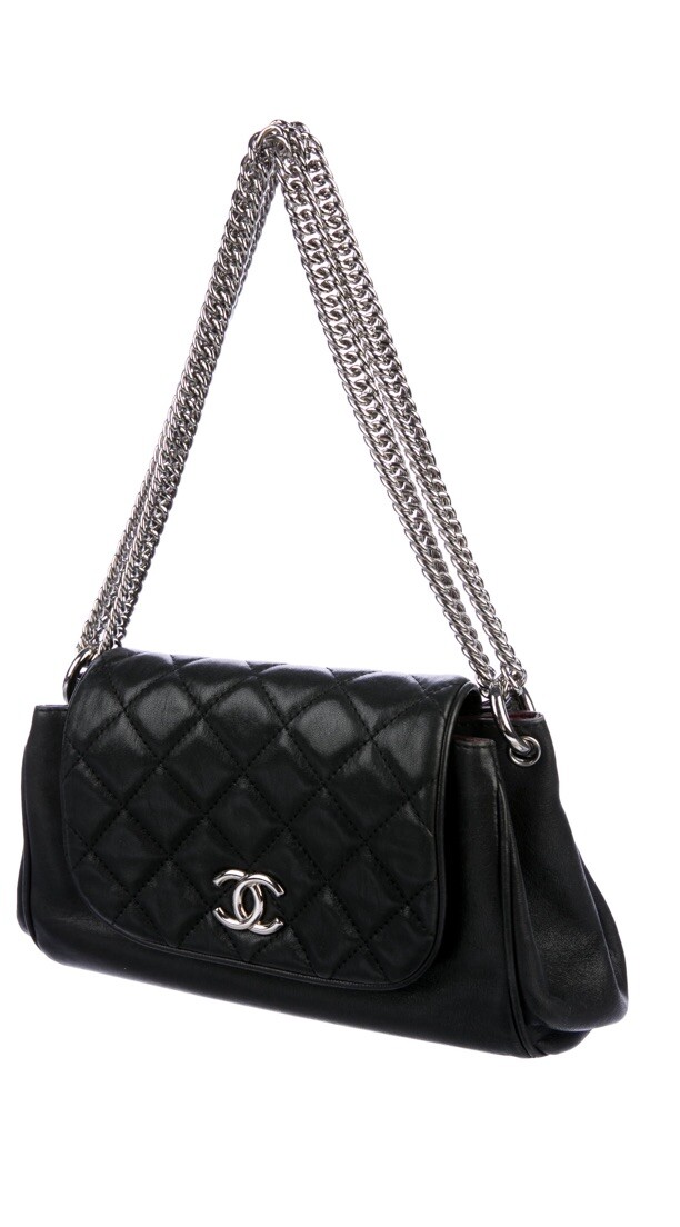 CHANEL Lambskin Quilted Bijoux Accordion Flap Crossbody shoulder