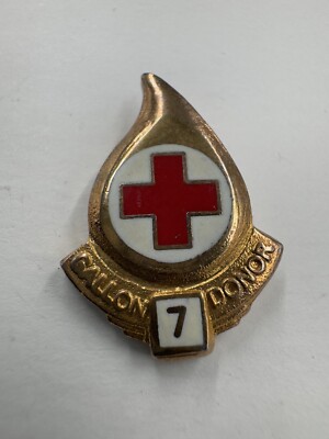 Gold Colored American Red Cross 7 Gallon Blood Donor Lapel Pin