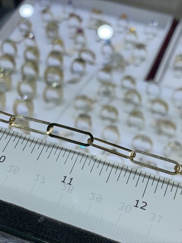 14 k real yellow gold paper clip necklace - Picture 8 of 10