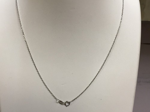 14k White Gold  18" Classic Solid Cable Link Pendant Chain/Necklace 1 mm - Picture 10 of 17